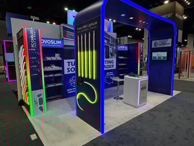 trade show booth with LED edge-lighting